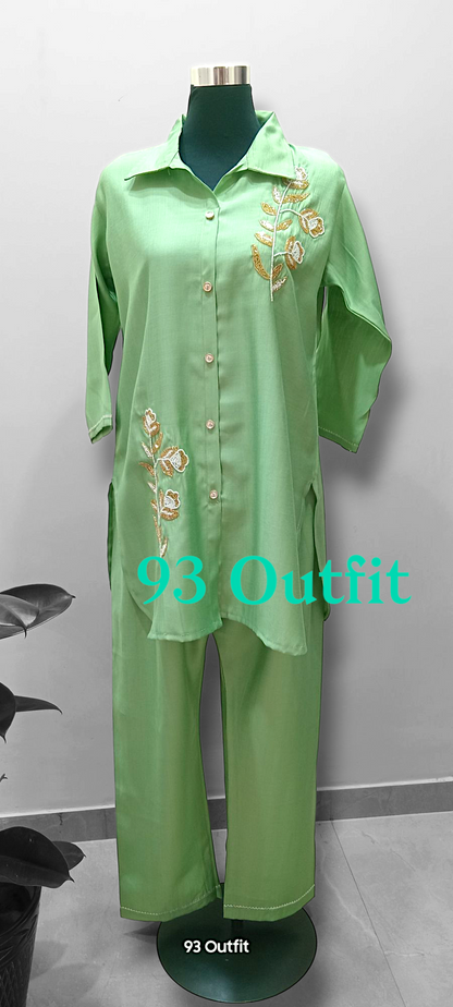 Pista green Vatican Cotton Silk Party Wear Coordset