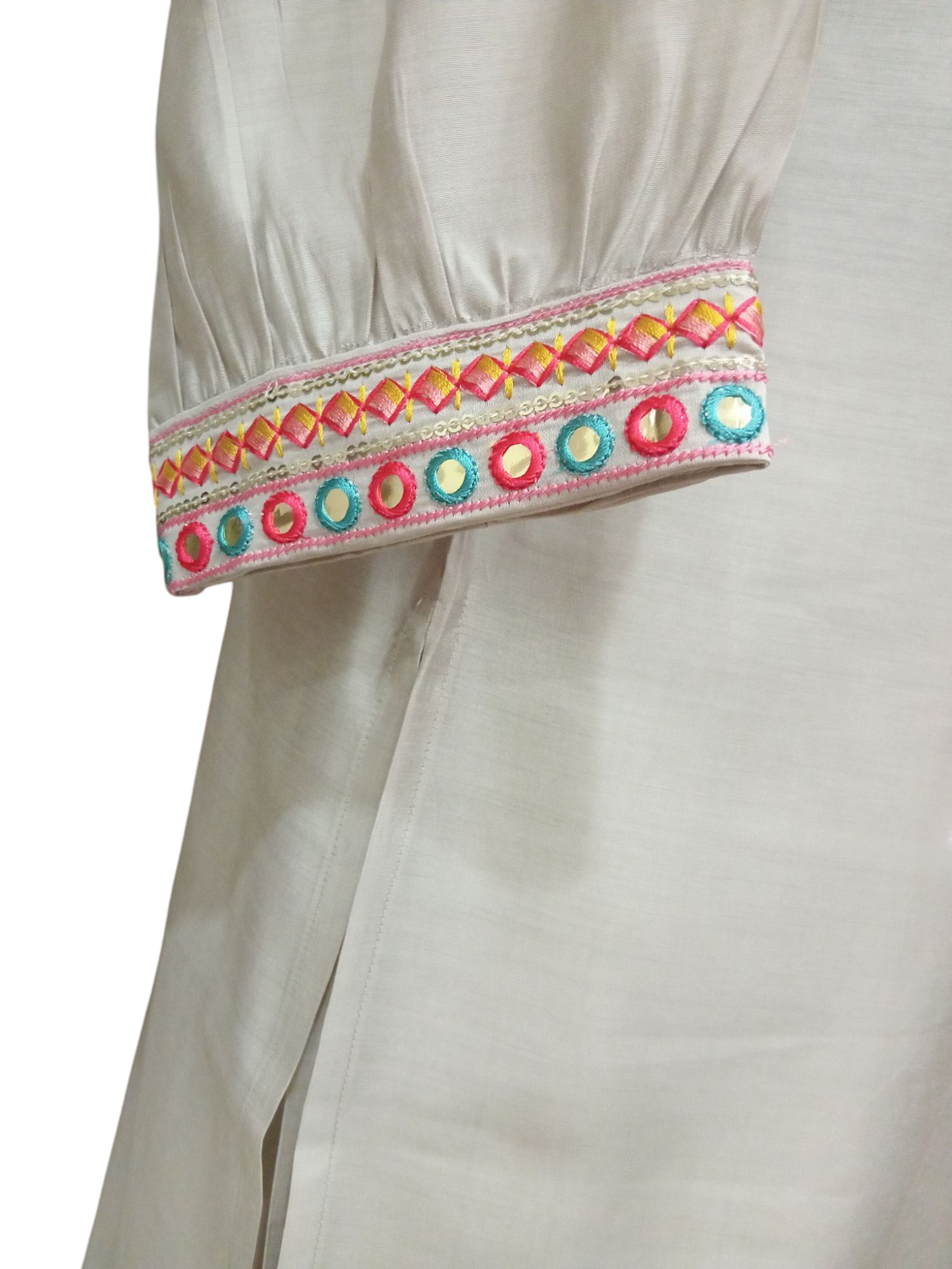 Silver Grey Muslin Fabric Pathani Salwar Suit