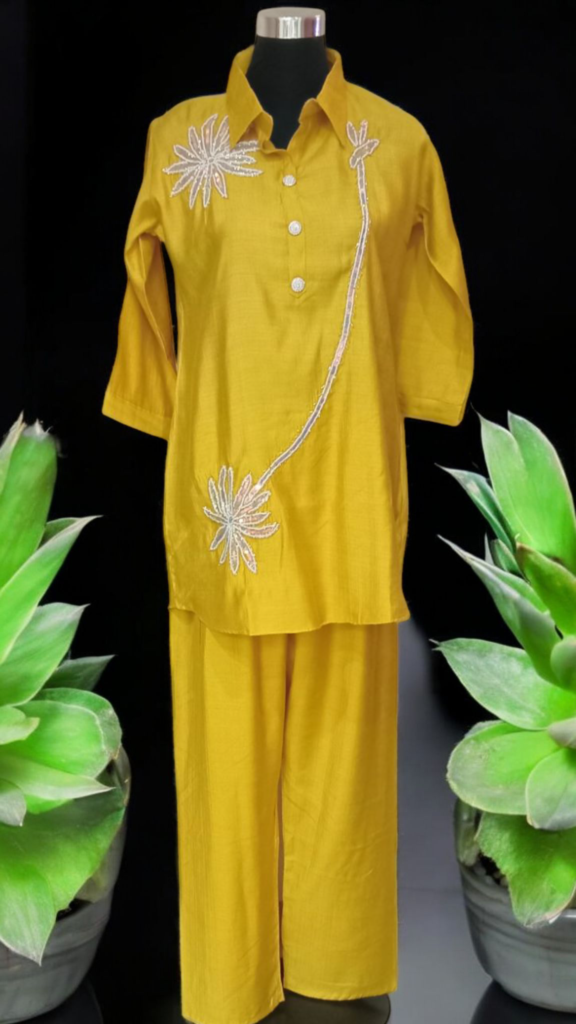 Vatican Cotton Silk Bright Yellow Party Wear